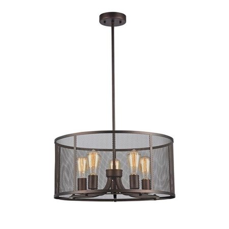 SUPERSHINE 20 in. Lighting Ironclad Industrial-Style 5 Light Rubbed Bronze Ceiling Pendant - Oil Rubbed Bronze SU1532013